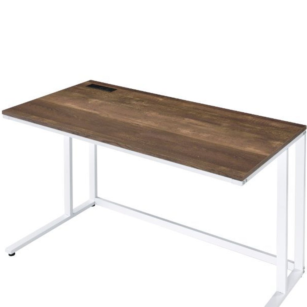 Built-in USB Port Writing Desk with Storage Drawer in Walnut. Picture 5