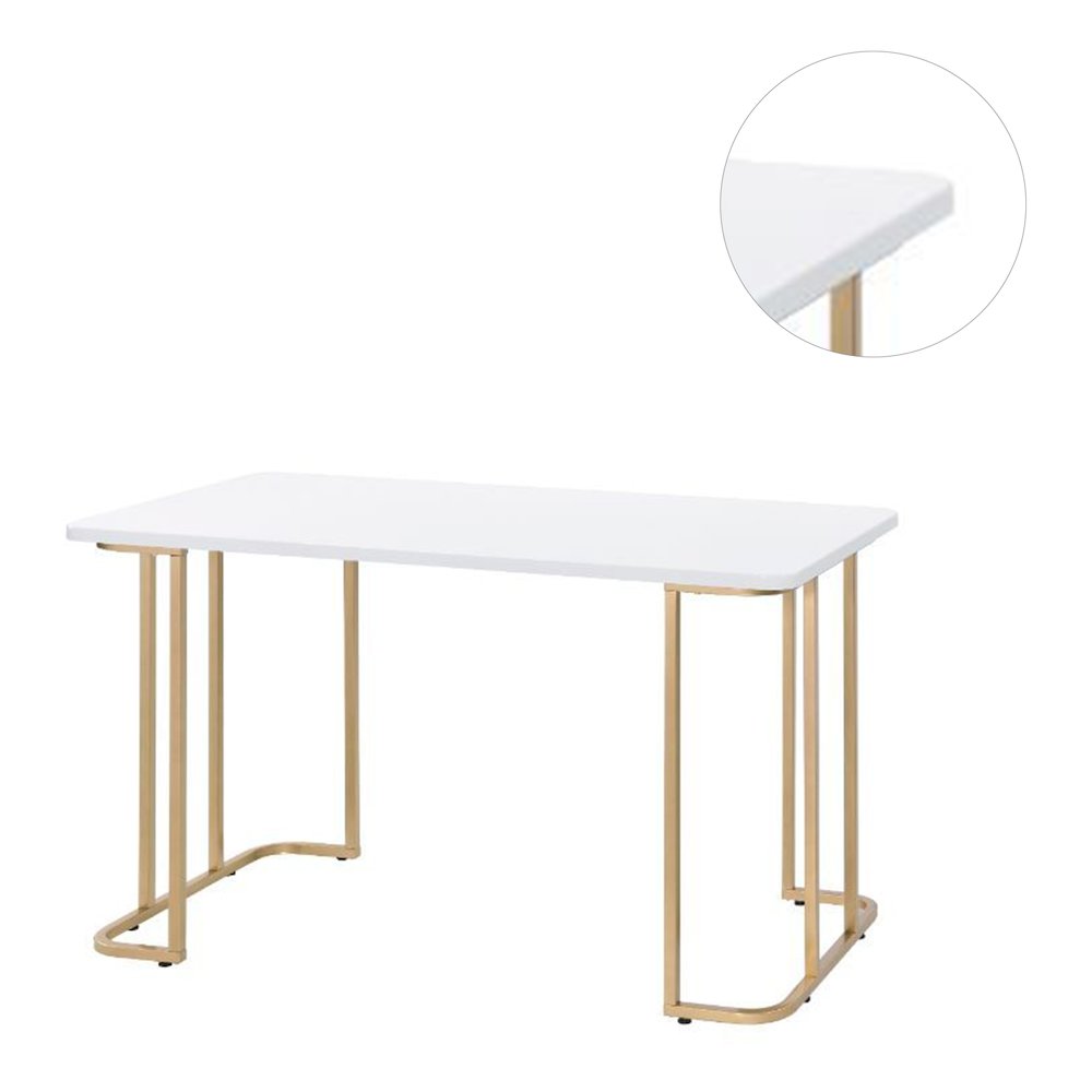 Writing Desk with Gold Base in White. Picture 5