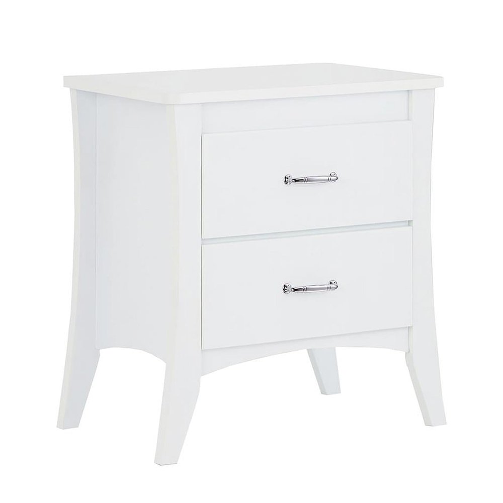 Nightstand with 2 Drawers in White. Picture 1