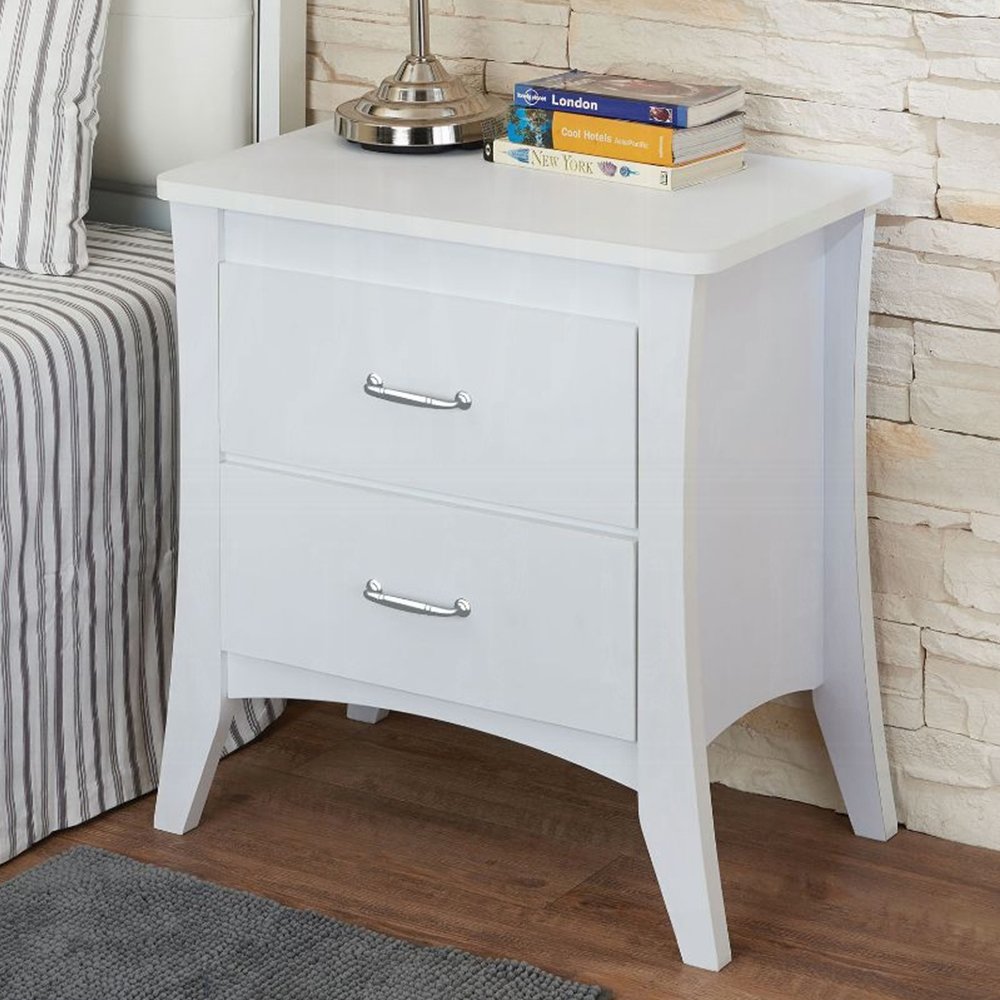 Nightstand with 2 Drawers in White. Picture 2