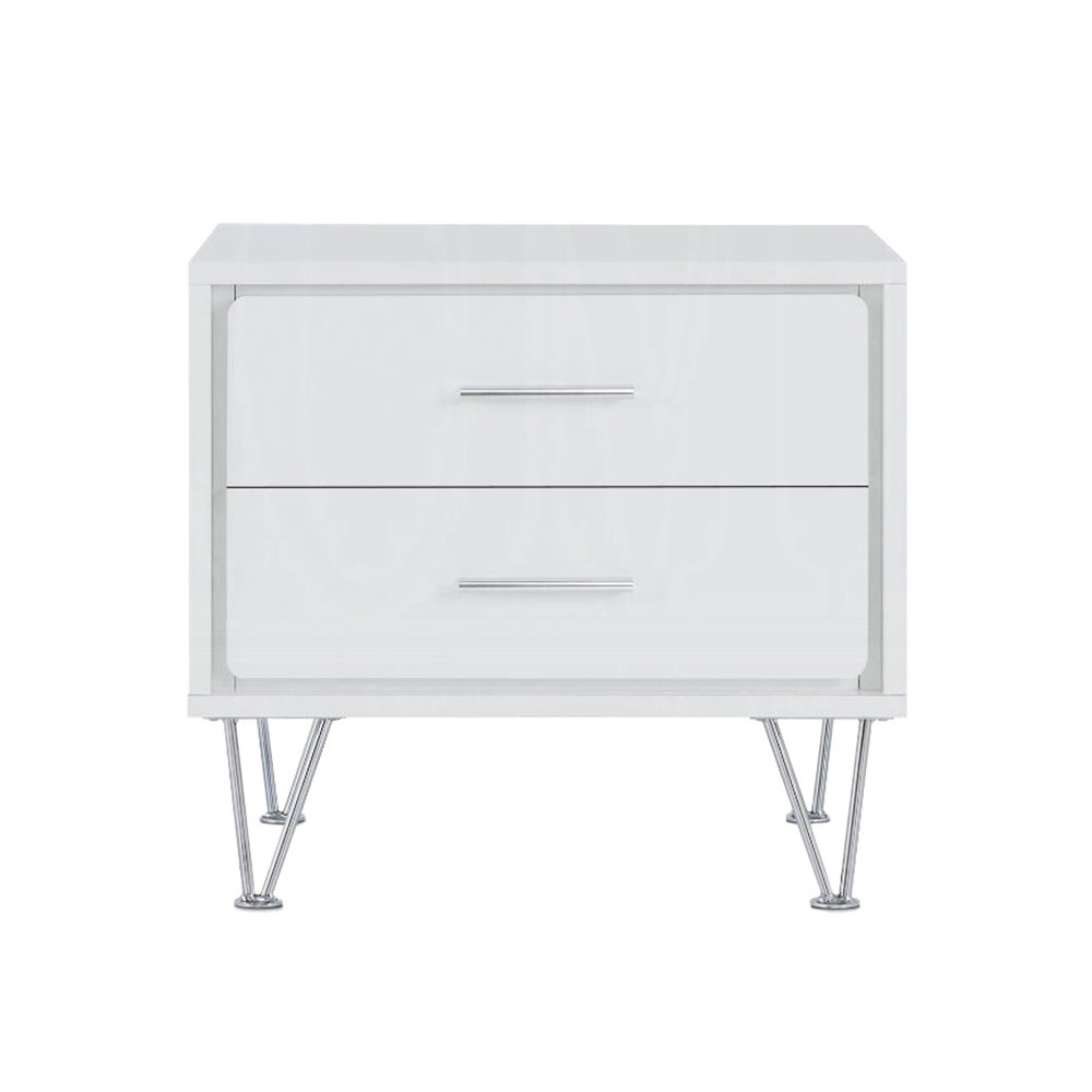Nightstand with 2 Drawers in White. Picture 1