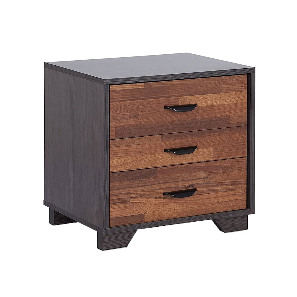 Nightstand with 3 Drawers in Walnut. Picture 1