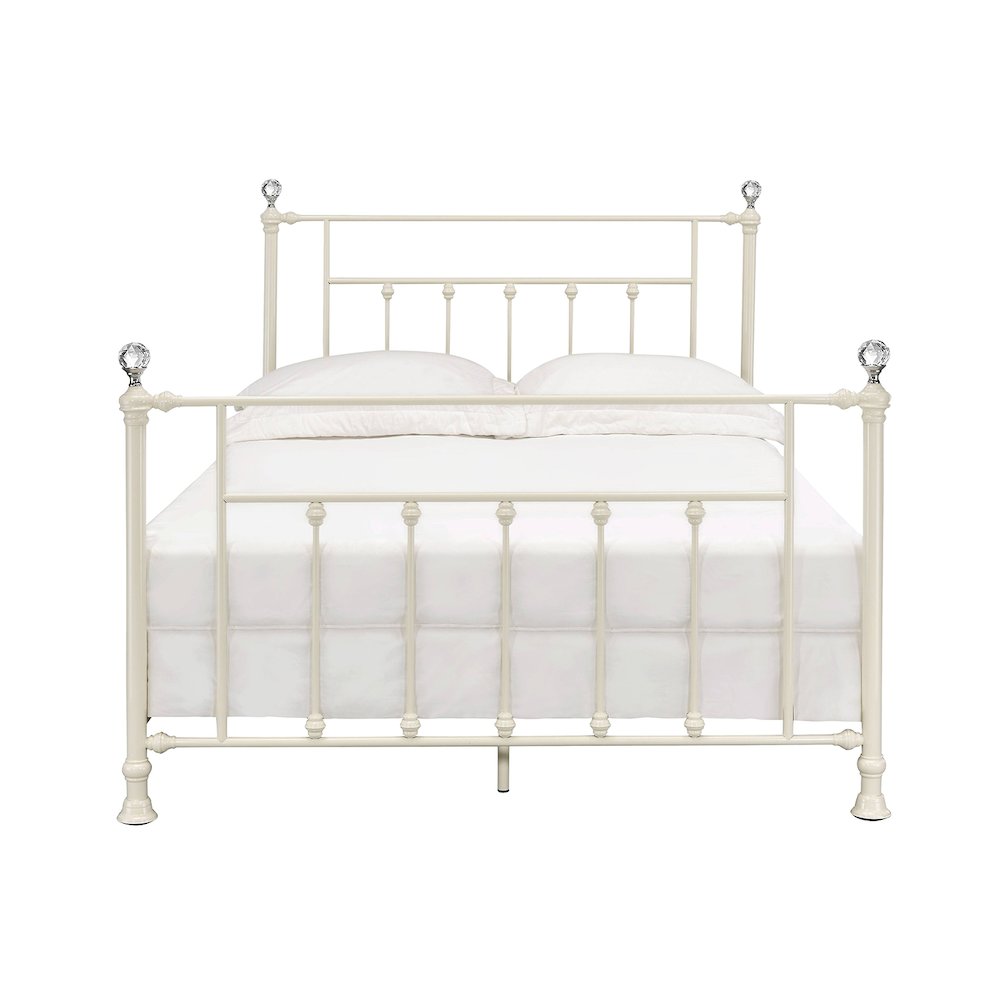 Metal and Acrylic Full Size Bed in White. Picture 1