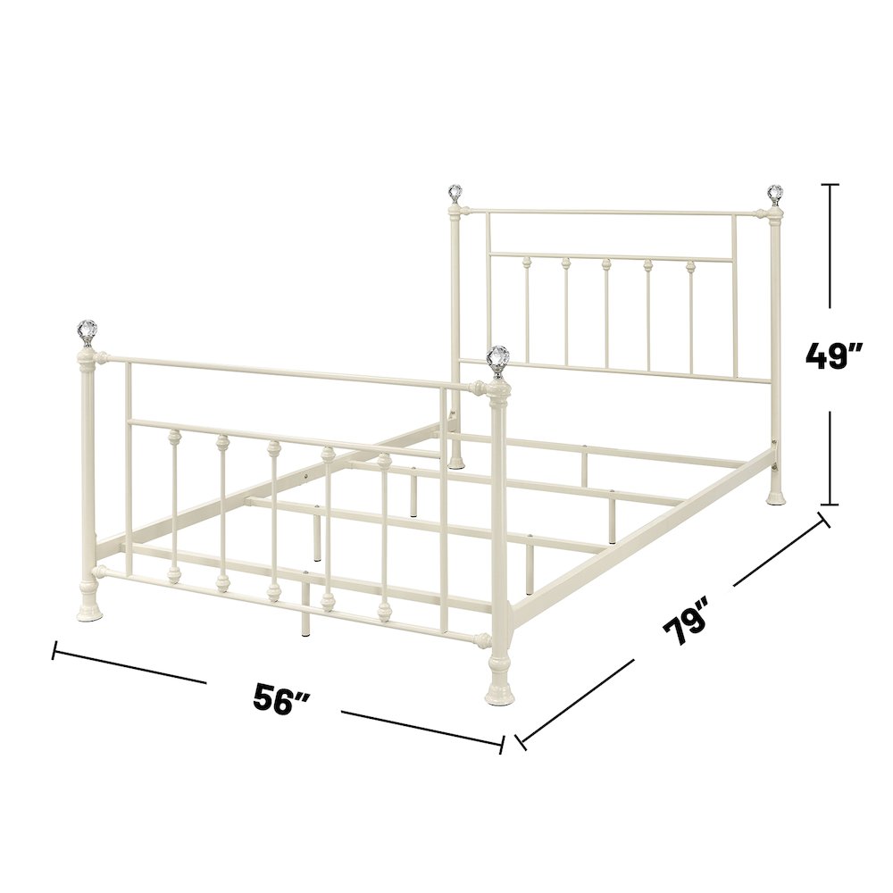 Metal and Acrylic Full Size Bed in White. Picture 3