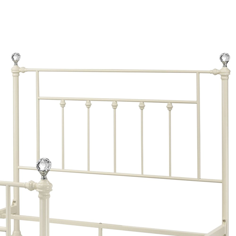 Metal and Acrylic Full Size Bed in White. Picture 4
