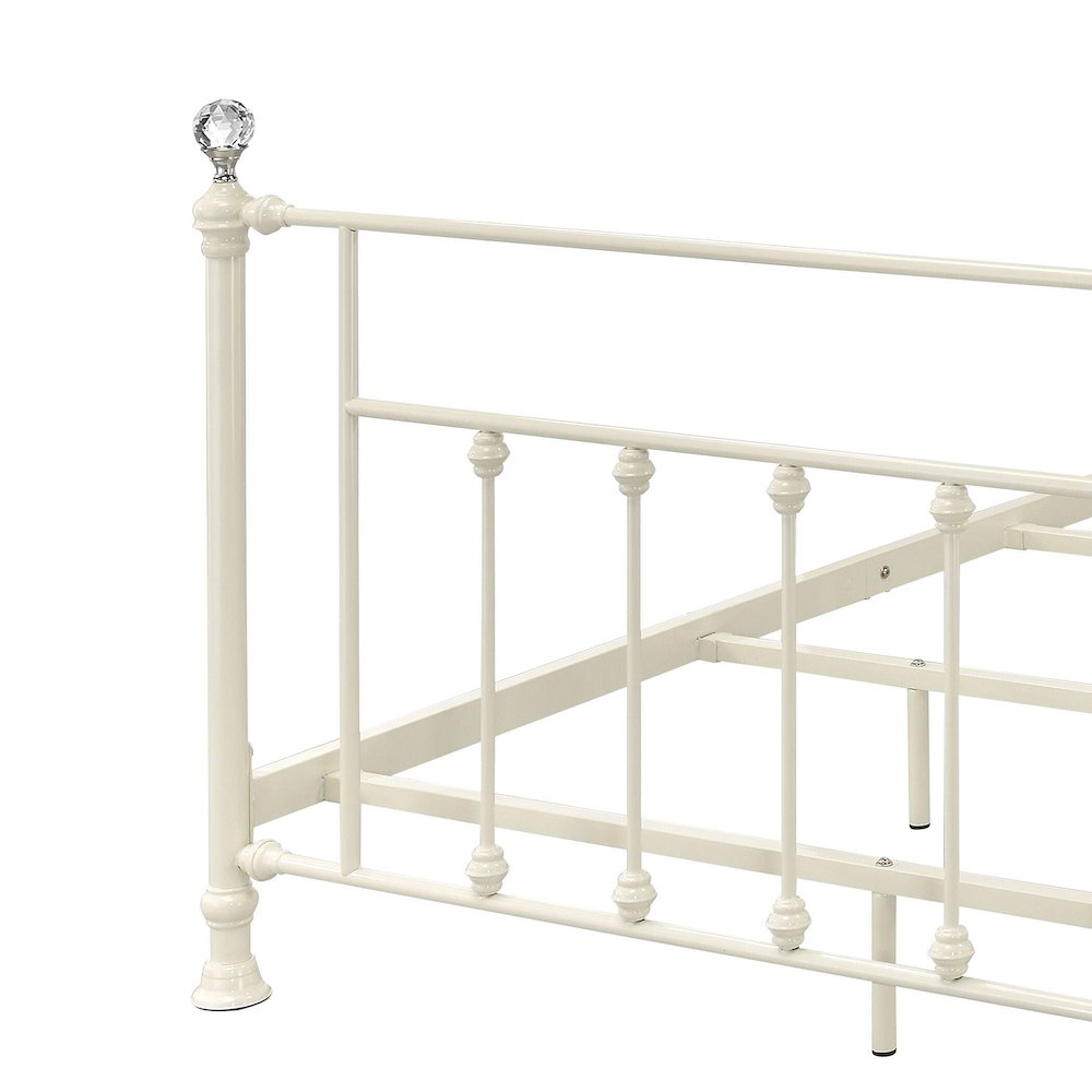 Metal and Acrylic Full Size Bed in White. Picture 5