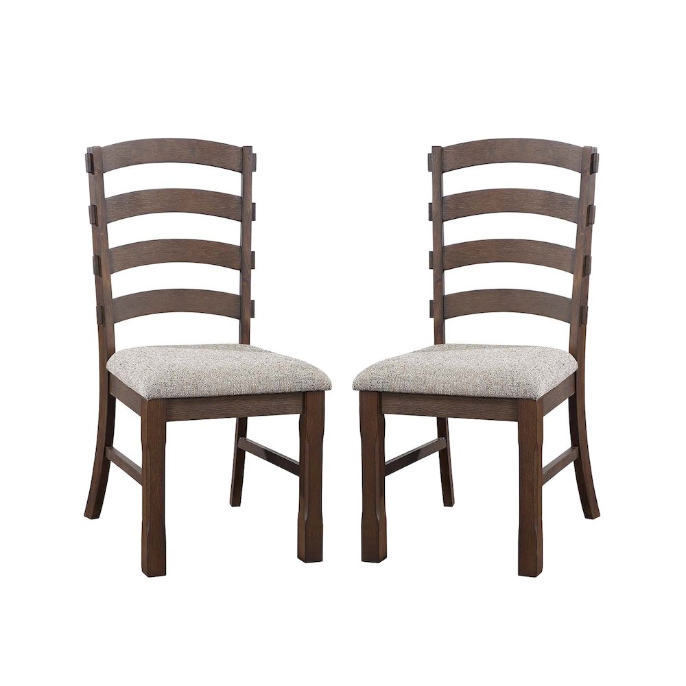 Set of 2 Upholstered Side Chair in Rustic Brown and Gray Finish. Picture 1