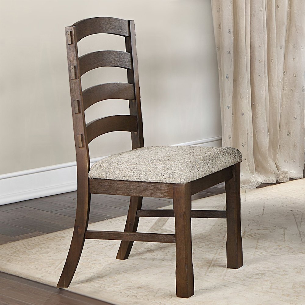 Set of 2 Upholstered Side Chair in Rustic Brown and Gray Finish. Picture 2