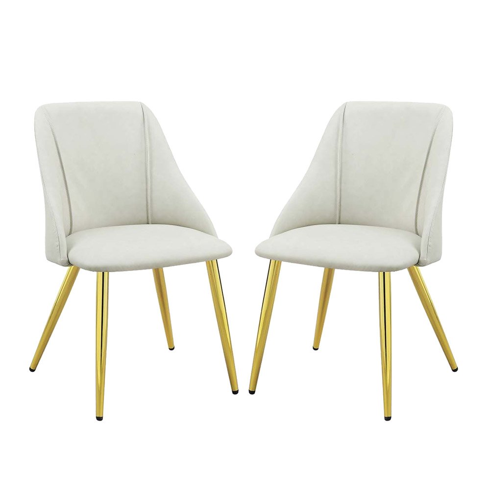 Set of 2 PU Padded Dining Side Chair with Metal Legs in White Finish. Picture 1