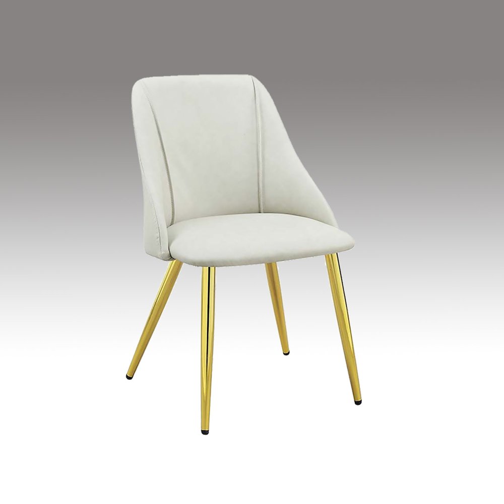 Set of 2 PU Padded Dining Side Chair with Metal Legs in White Finish. Picture 2