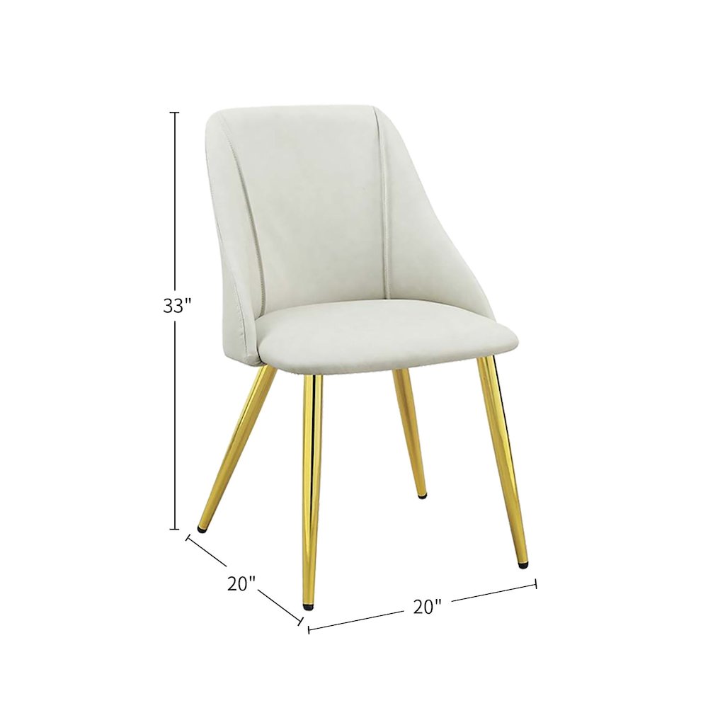 Set of 2 PU Padded Dining Side Chair with Metal Legs in White Finish. Picture 3