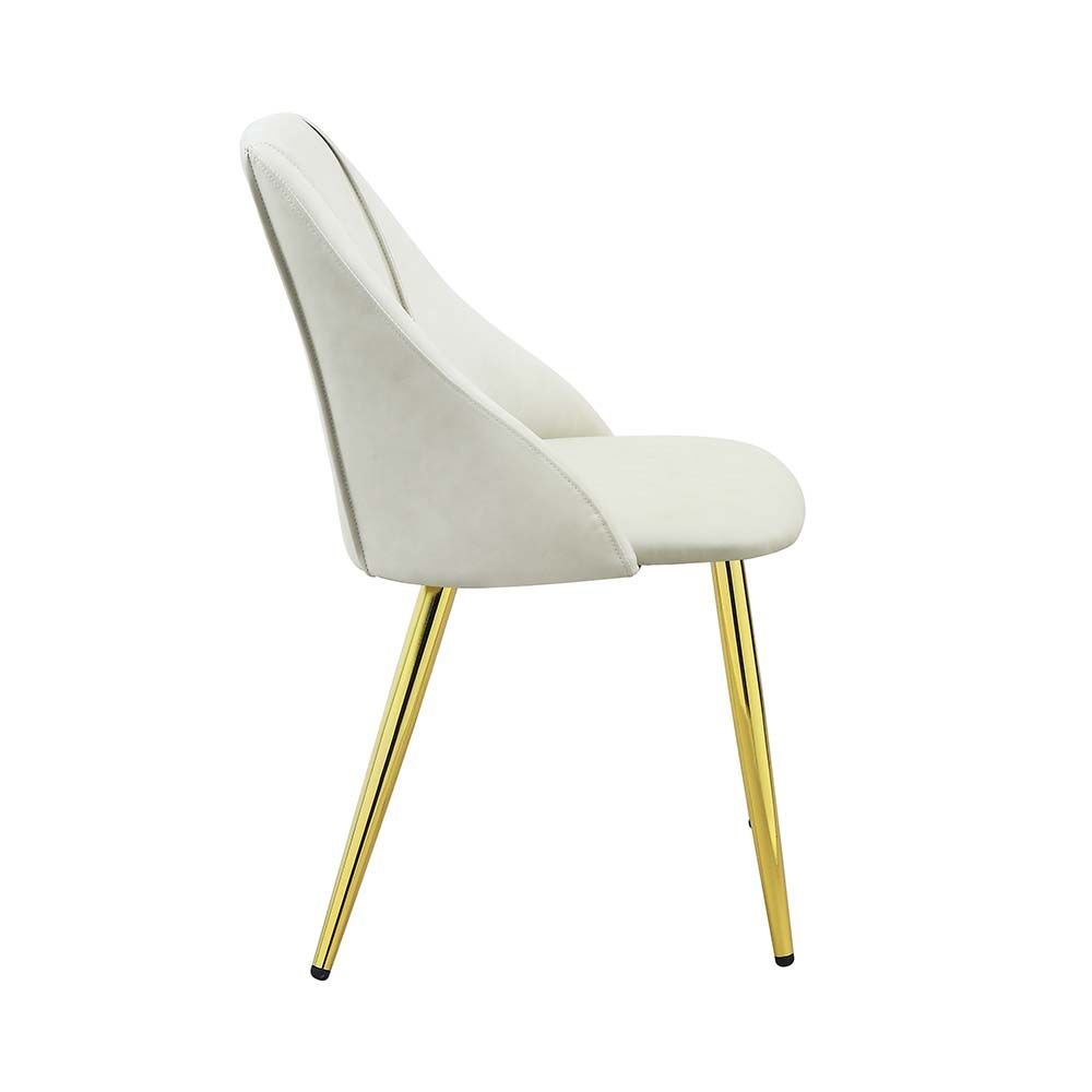 Set of 2 PU Padded Dining Side Chair with Metal Legs in White Finish. Picture 4