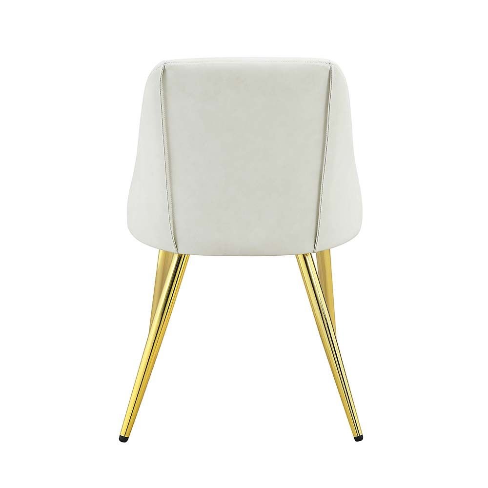 Set of 2 PU Padded Dining Side Chair with Metal Legs in White Finish. Picture 5