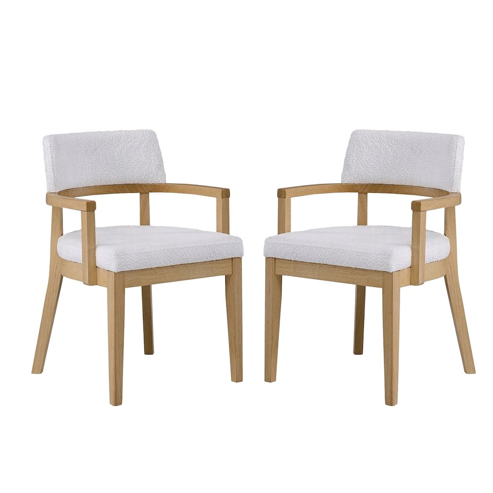 Set of 2 Upholstered Dining Arm Chair with Tapered Legs in Oak. Picture 1