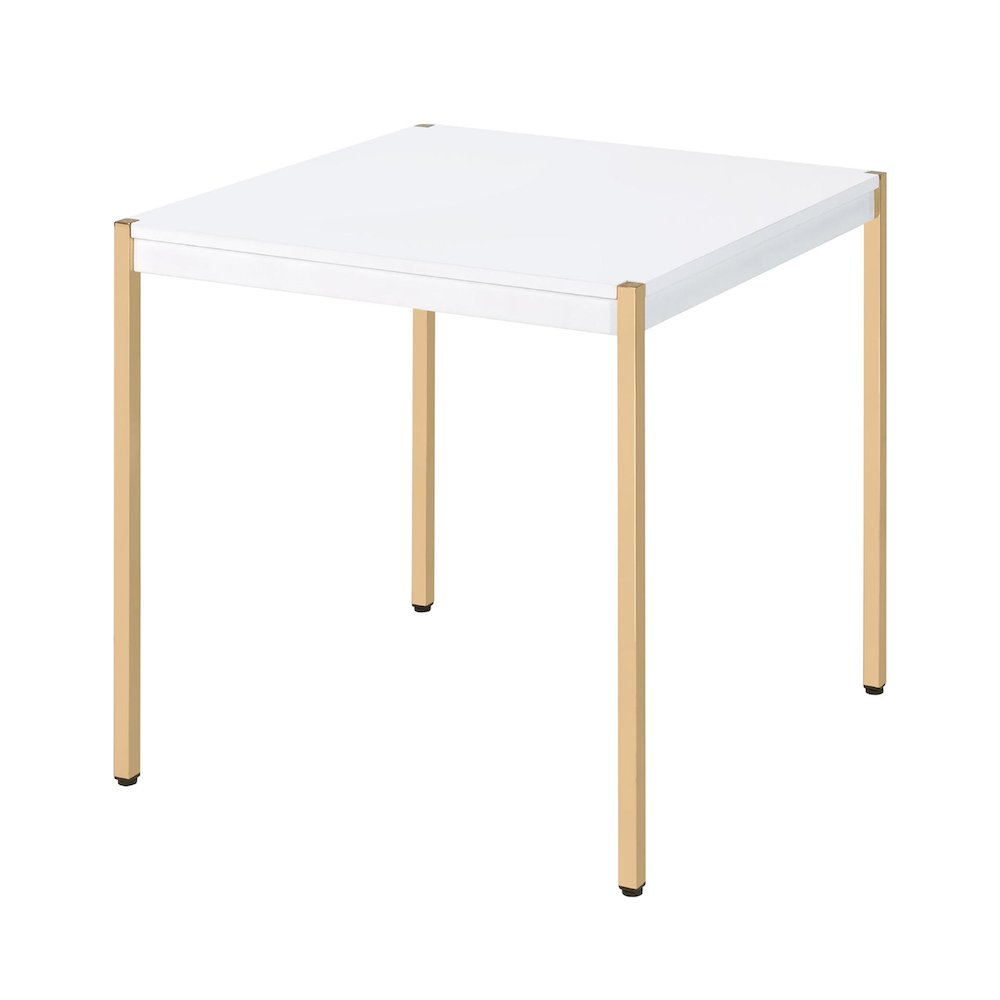End Table in White and Gold Metal. Picture 1
