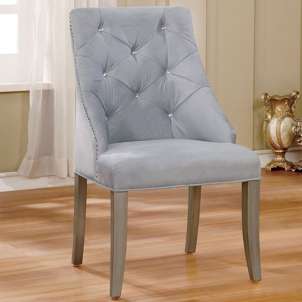 Simple Relax Dining Chair, Silver/Light Gray Set of 2. Picture 2