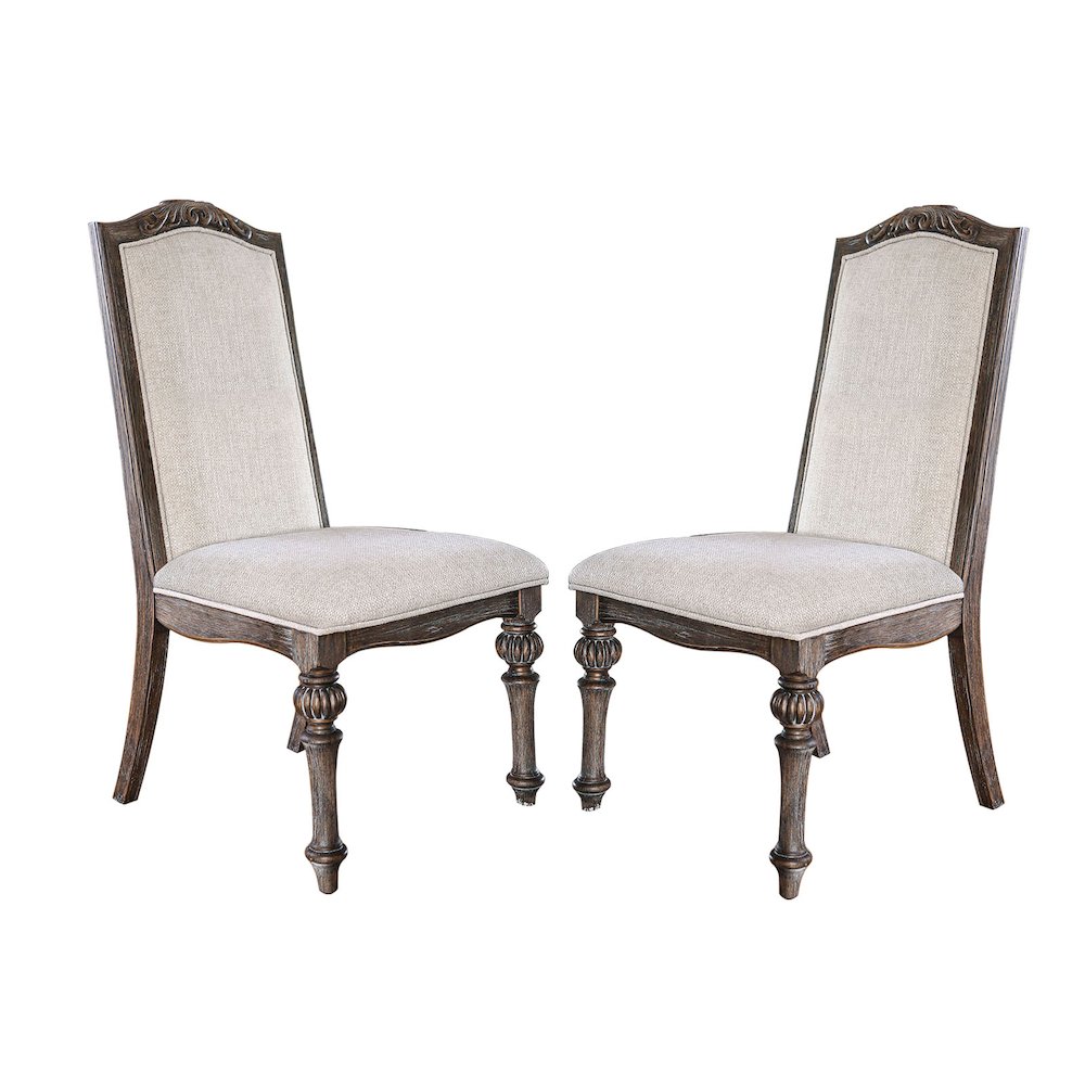 Simple Relax Dining Chair, Rustic Natural Tone/Ivory Set of 2. Picture 1