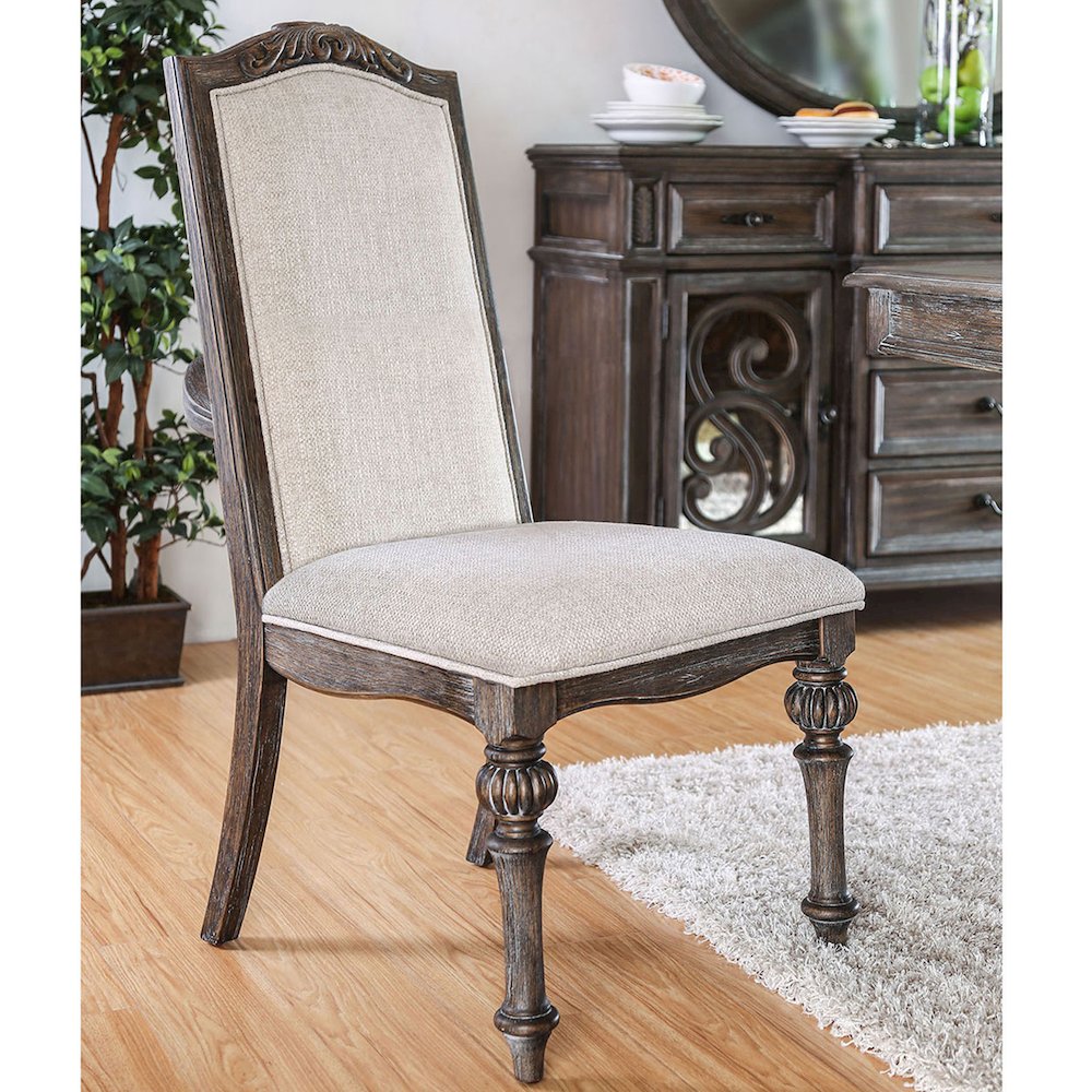 Simple Relax Dining Chair, Rustic Natural Tone/Ivory Set of 2. Picture 2