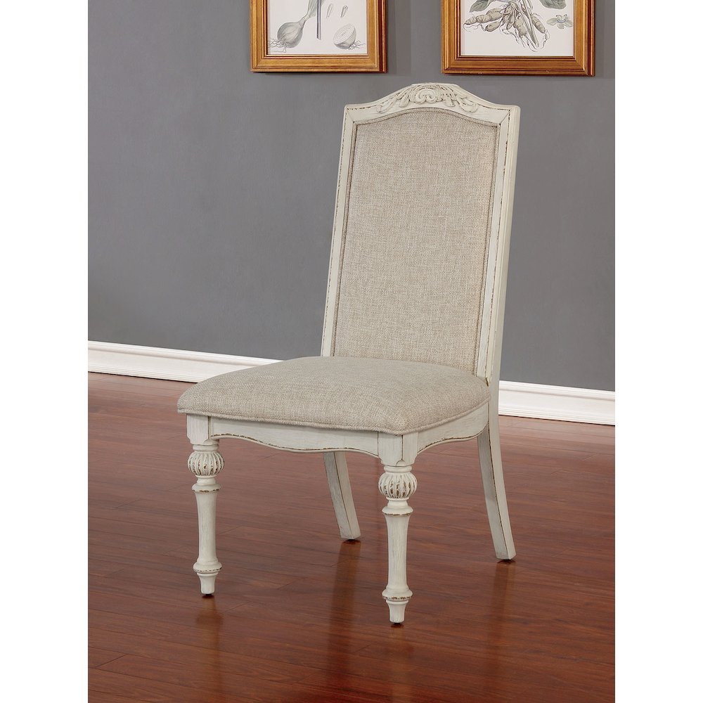 Set of 2 Padded Side Chairs in Antique White and Ivory. Picture 2