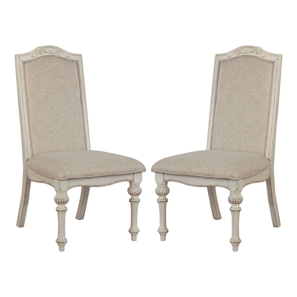 Set of 2 Padded Side Chairs in Antique White and Ivory. Picture 1