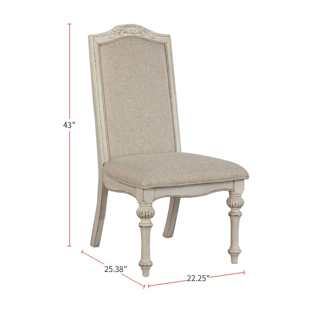 Set of 2 Padded Side Chairs in Antique White and Ivory. Picture 4