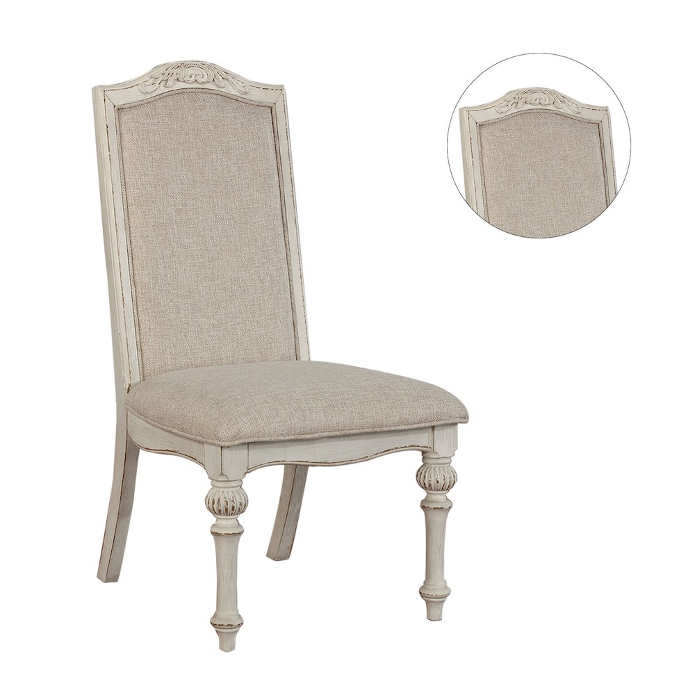Set of 2 Padded Side Chairs in Antique White and Ivory. Picture 3