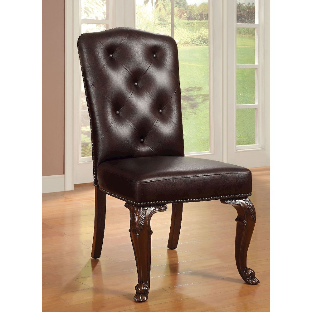 Set of 2 Dining Side Chair in Brown Cherry and Dark Brown. Picture 1