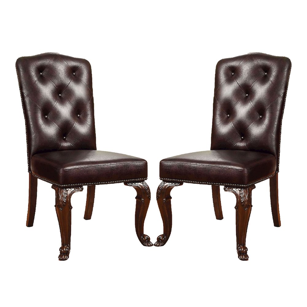 Set of 2 Dining Side Chair in Brown Cherry and Dark Brown. Picture 2