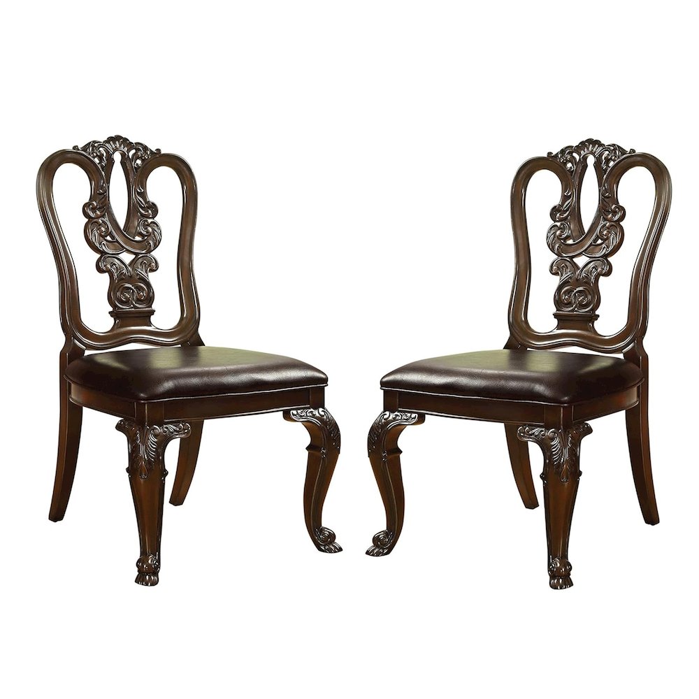 Simple Relax Dining Chair, Brown Cherry/Dark Brown Set of 2. Picture 1