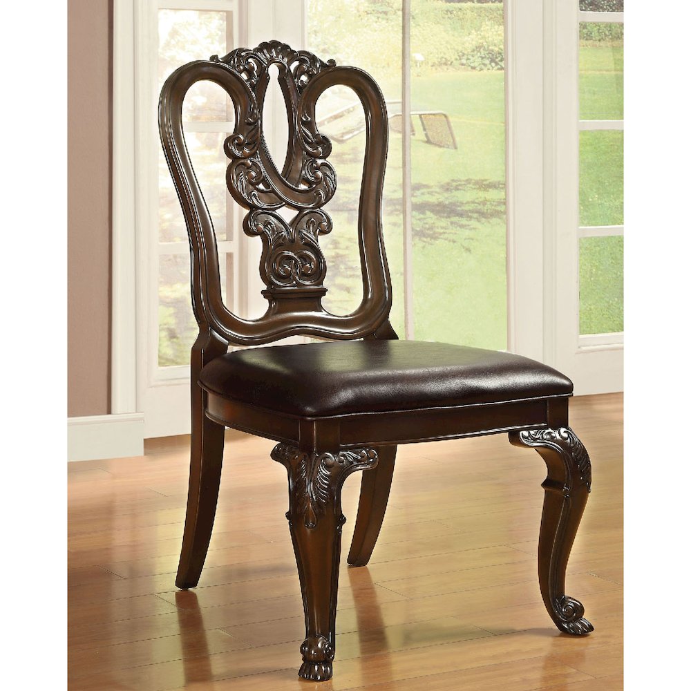 Simple Relax Dining Chair, Brown Cherry/Dark Brown Set of 2. Picture 2
