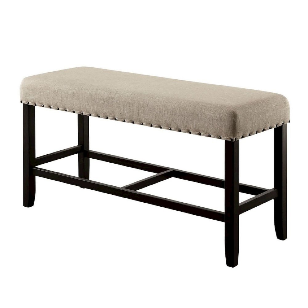 Counter Height Seating Bench in Antique Black and Beige. Picture 1
