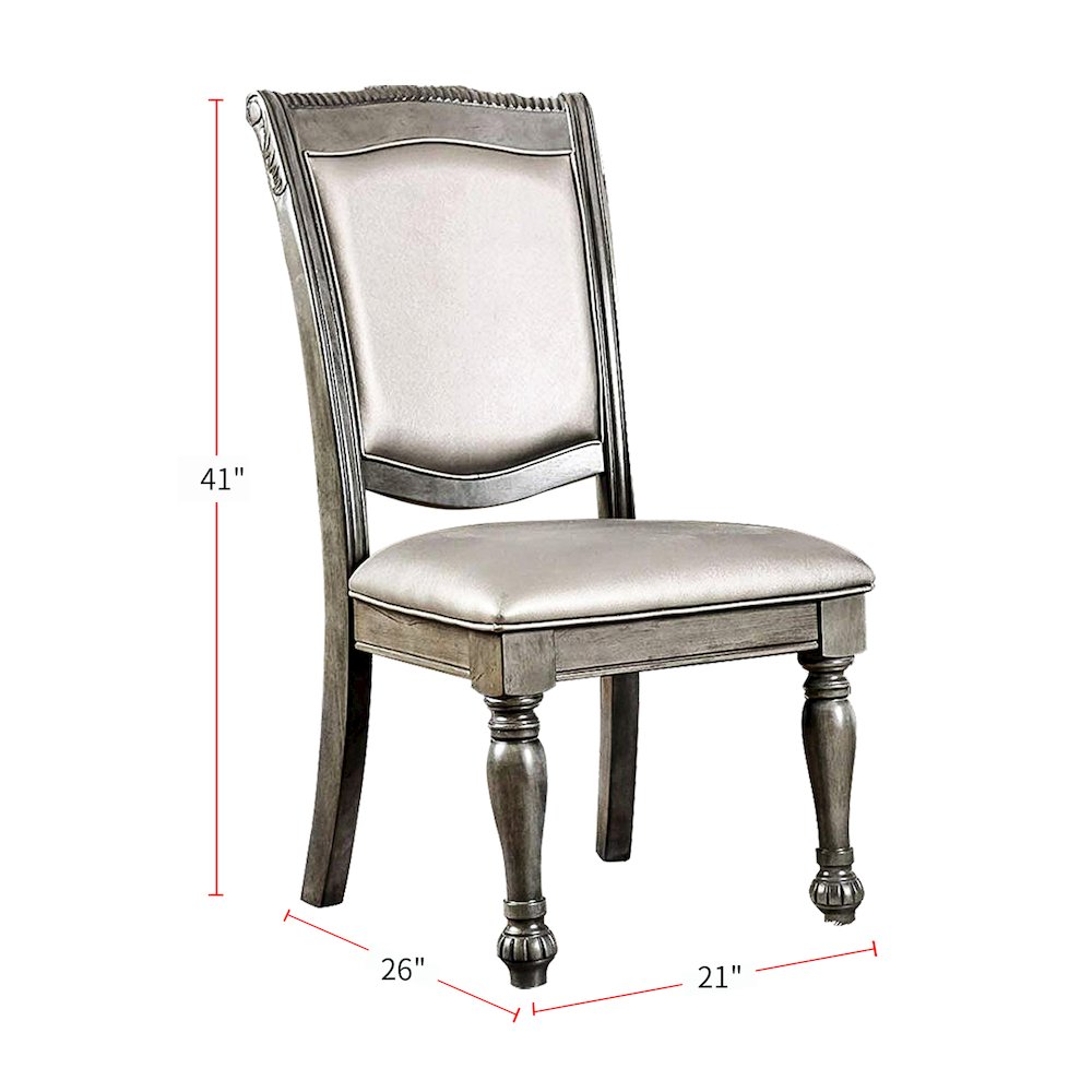Set of 2 Leatherette Side Chairs in Gray and Silver. Picture 4