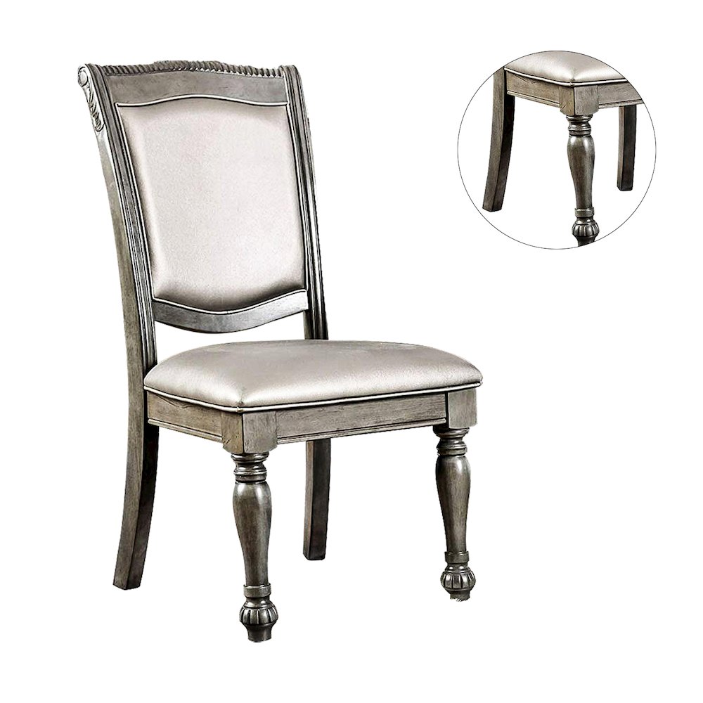 Set of 2 Leatherette Side Chairs in Gray and Silver. Picture 5