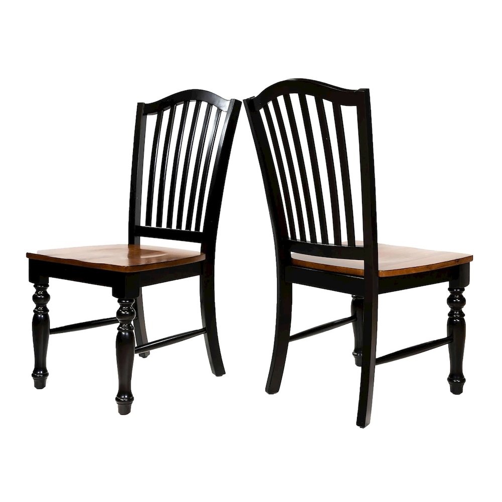 Simple Relax Dining Chair, Black, Antique Oak Set of 2. Picture 1