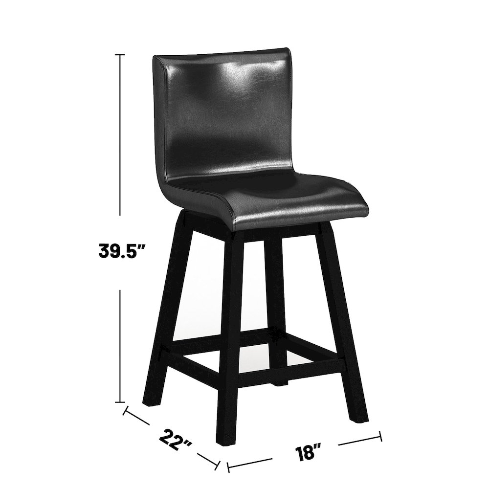 6 Piece Counter Height Table Set with Bench in Black Finish. Picture 4