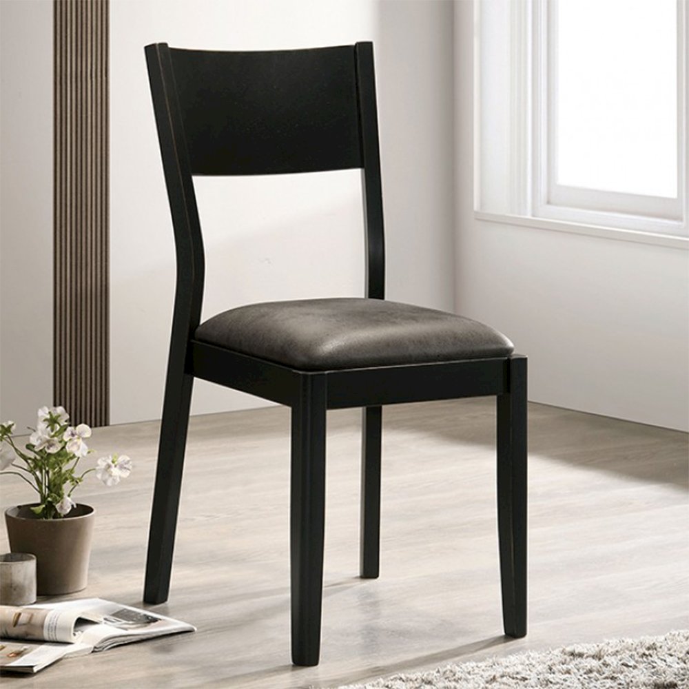 Set of 2 Leatherette Dining Chairs in Black and Gray Finish. Picture 2