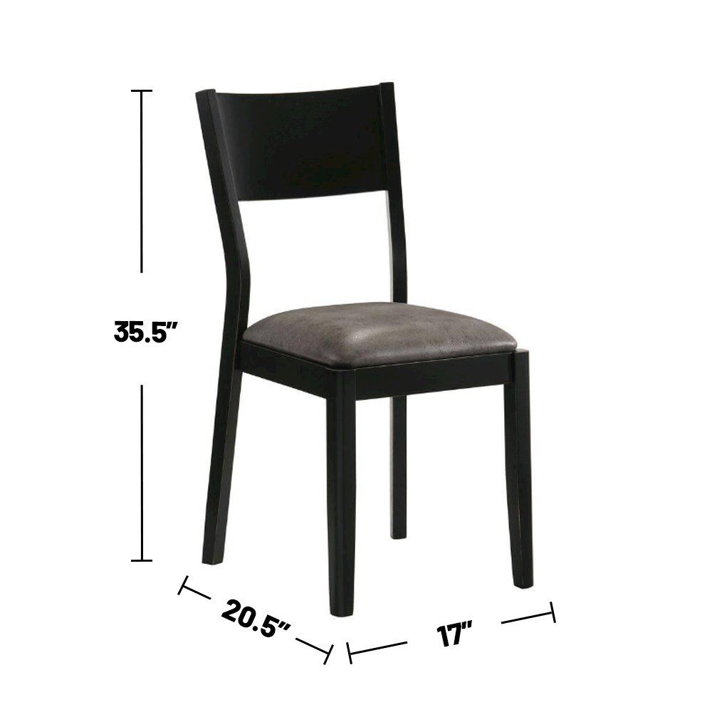 Set of 2 Leatherette Dining Chairs in Black and Gray Finish. Picture 3