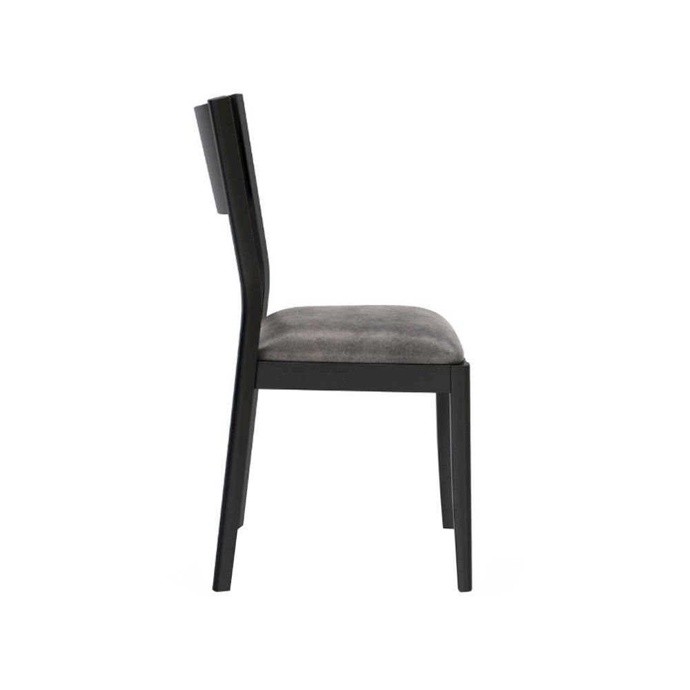 Set of 2 Leatherette Dining Chairs in Black and Gray Finish. Picture 4