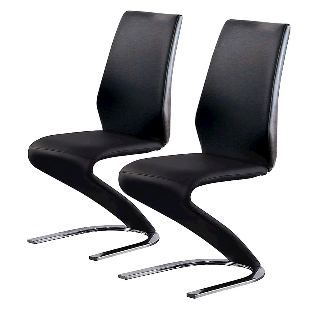 Simple Relax Dining Chair, Black And Chrome Set of 2. Picture 1