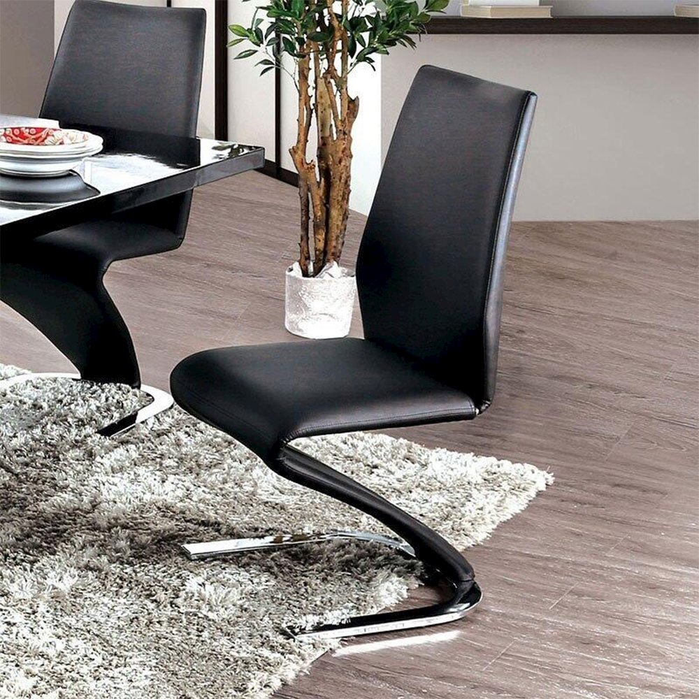 Simple Relax Dining Chair, Black And Chrome Set of 2. Picture 2