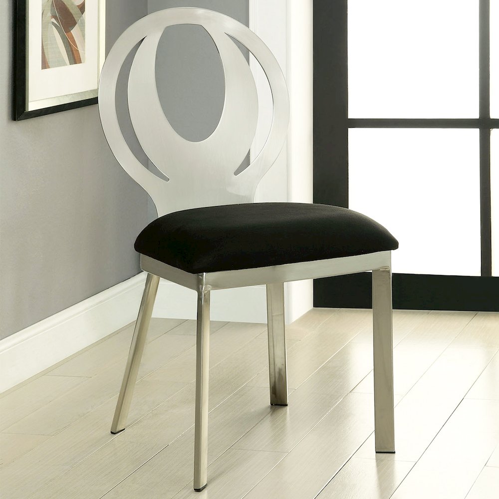 Simple Relax Dining Chair, Silver And Black Set of 2. Picture 2