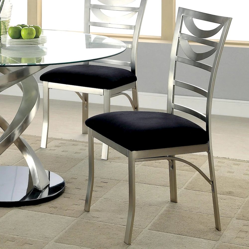 Simple Relax Dining Chair, Silver And Black Set of 2. Picture 2