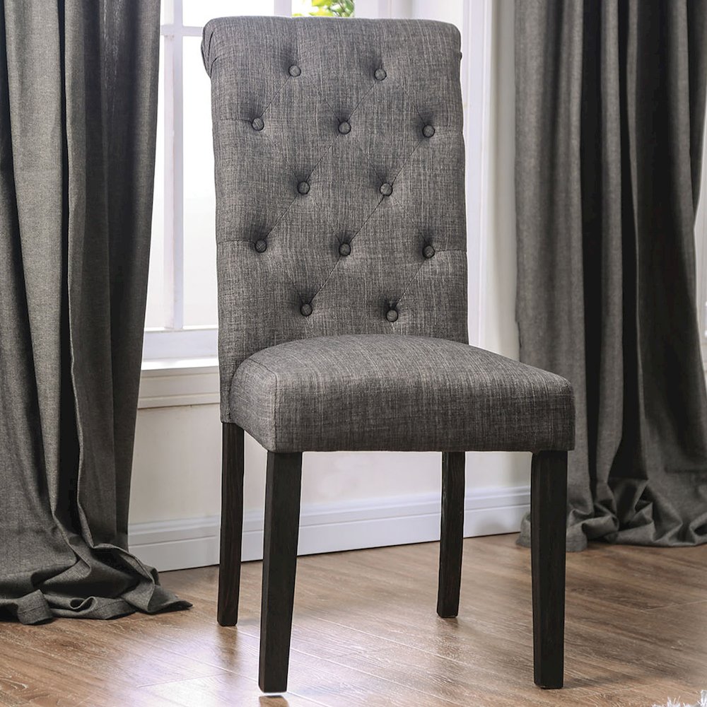 Simple Relax Dining Chair, Antique Black, Gray Set of 2. Picture 2