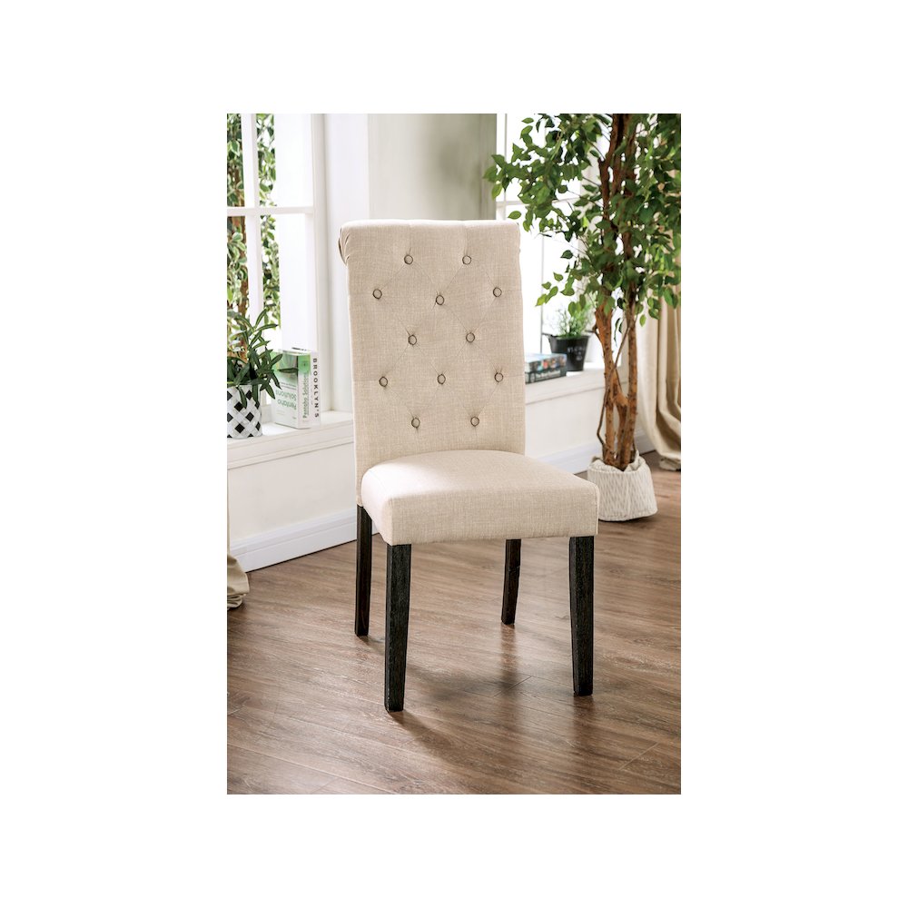 Simple Relax Dining Chair, Antique Black, Ivory Set of 2. Picture 2