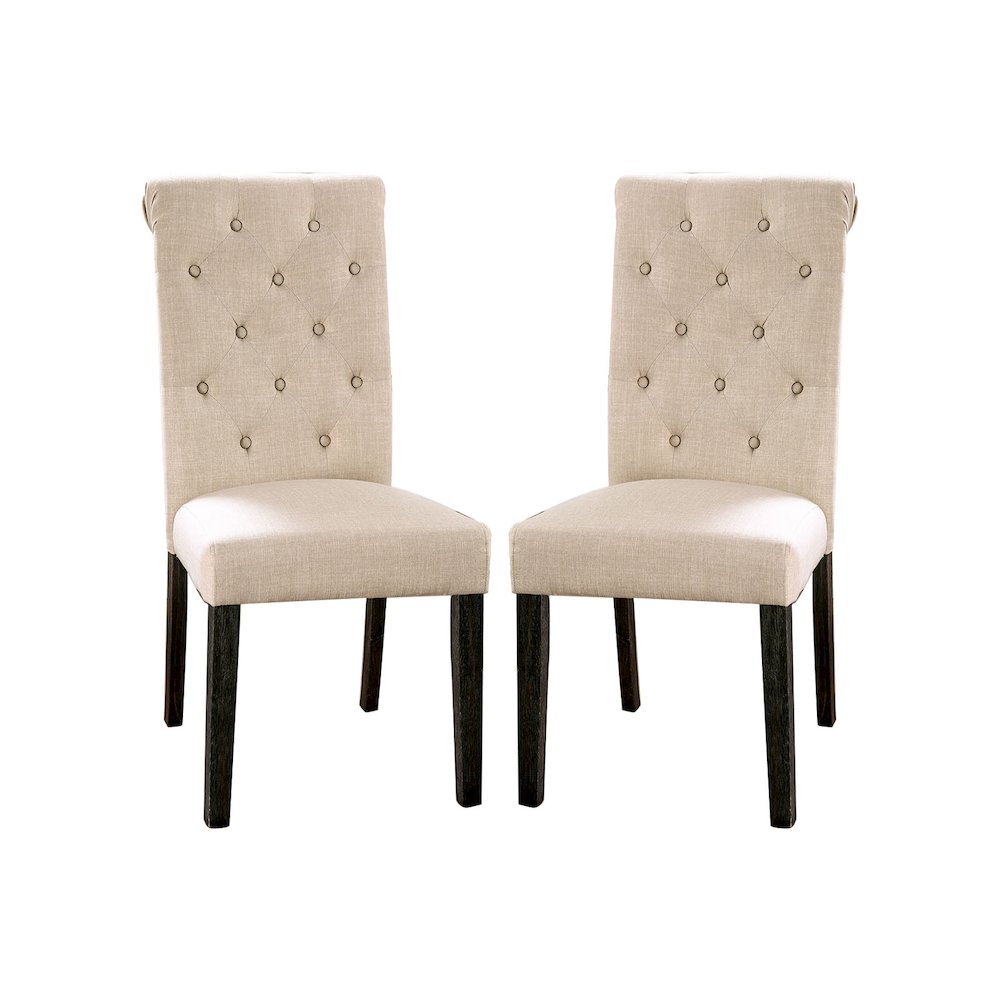 Simple Relax Dining Chair, Antique Black, Ivory Set of 2. Picture 1