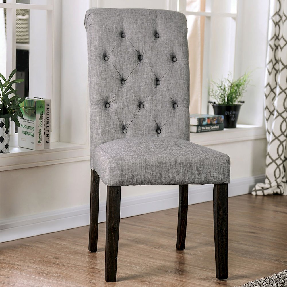 Simple Relax Dining Chair, Antique Black, Light Gray Set of 2. Picture 2