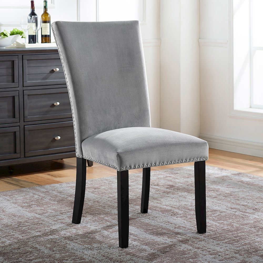 Simple Relax Dining Chair, Black, Light Gray Set of 2. Picture 2