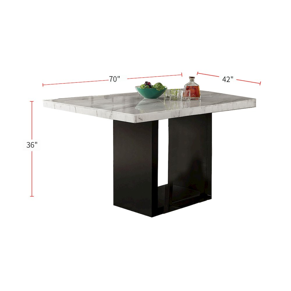 7 Piece Dining Table Set with Six Counter Height Chairs in White And Black. Picture 3