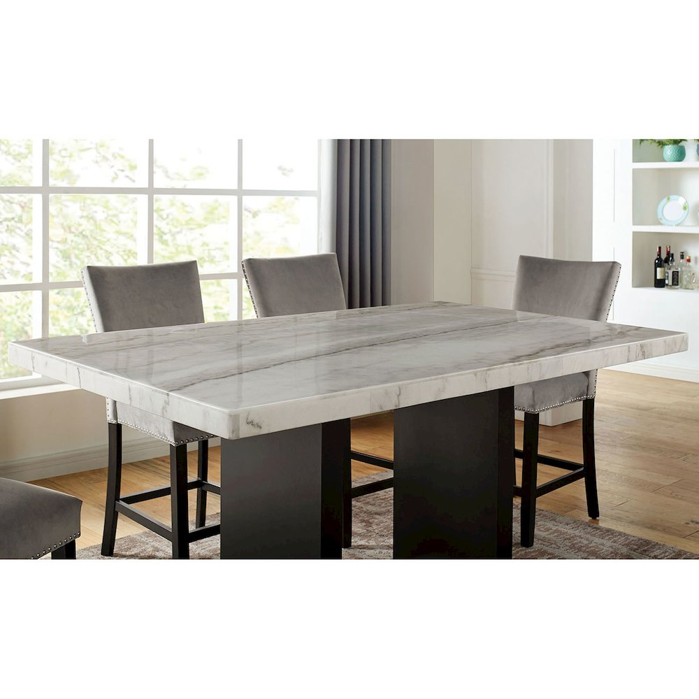 7 Piece Dining Table Set with Six Counter Height Chairs in White And Black. Picture 5