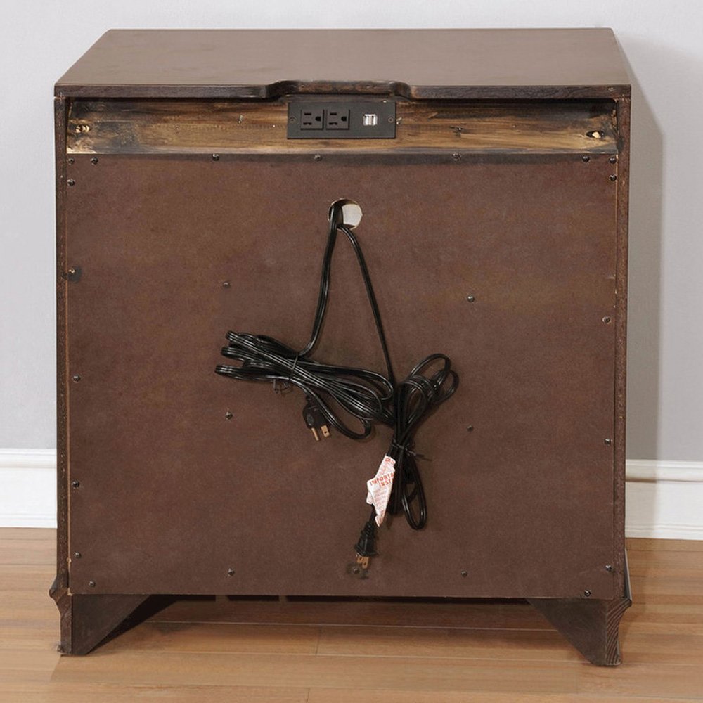 3 Drawers Nightstand in Brown Cherry Finish. Picture 5